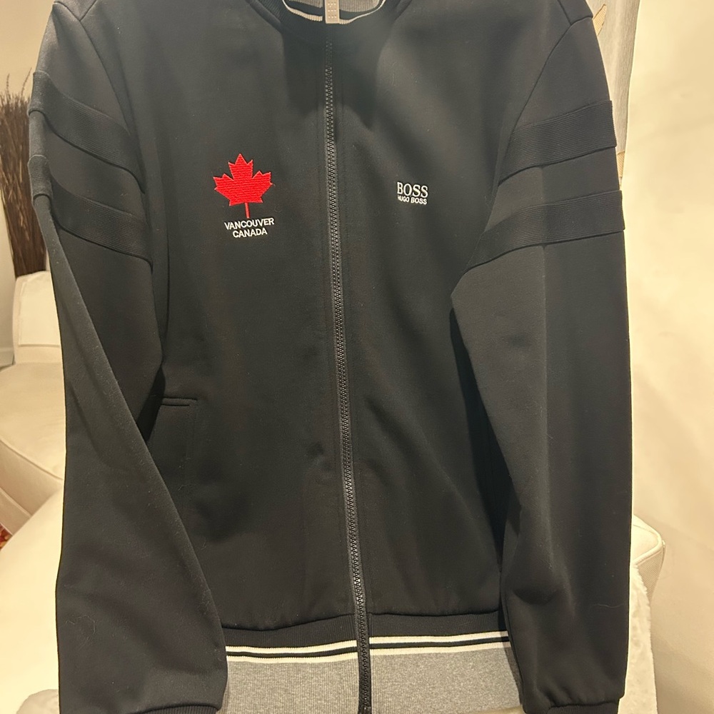 Boss Black Jacket with Red Canada Maple Leaf Accent